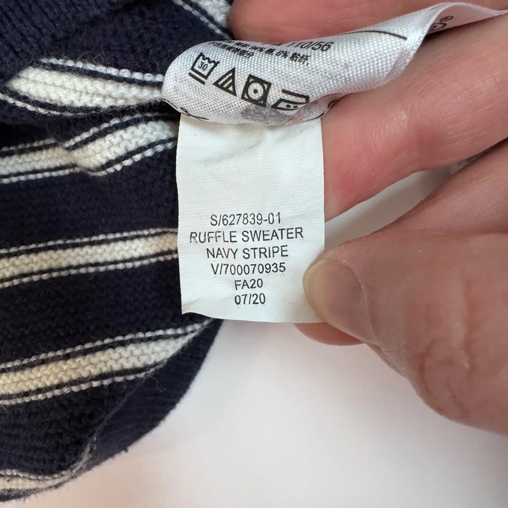 Baby Gap Navy and White Stripe‎ Sweater with Ruffle Girl's Size 4T  Cotton Blend